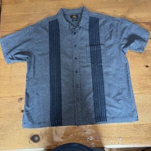 Vintage Route 66 Button Up Short Sleeve Shirt Men's XL Blue Black White 1990's